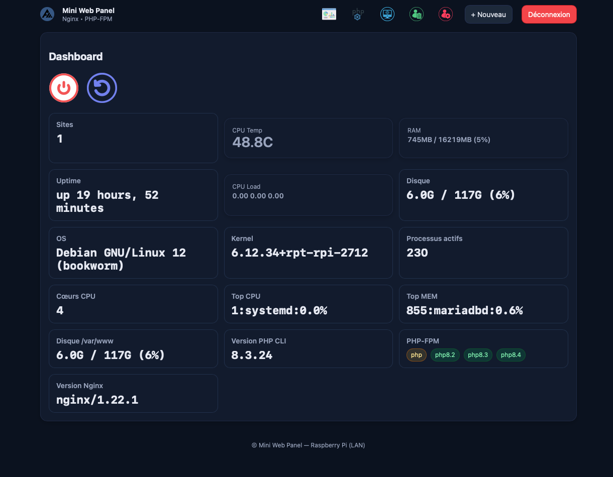 Mini Web Panel — Nginx + PHP-FPM